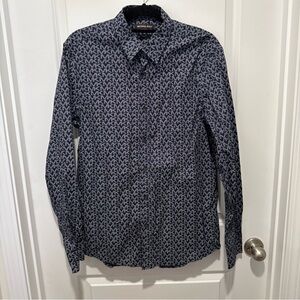 Michael Kors Men's Patterned Navy Dress Shirt